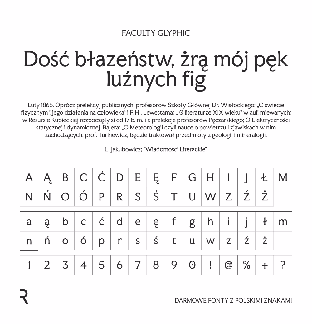 Darmowe fonty z polskimi znakami - Faculty Glyphic