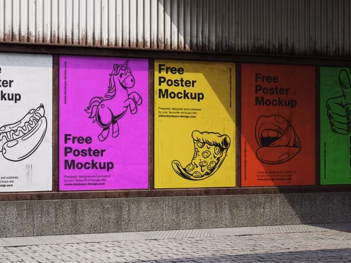 Mockup plakatów w metalowej ramie.