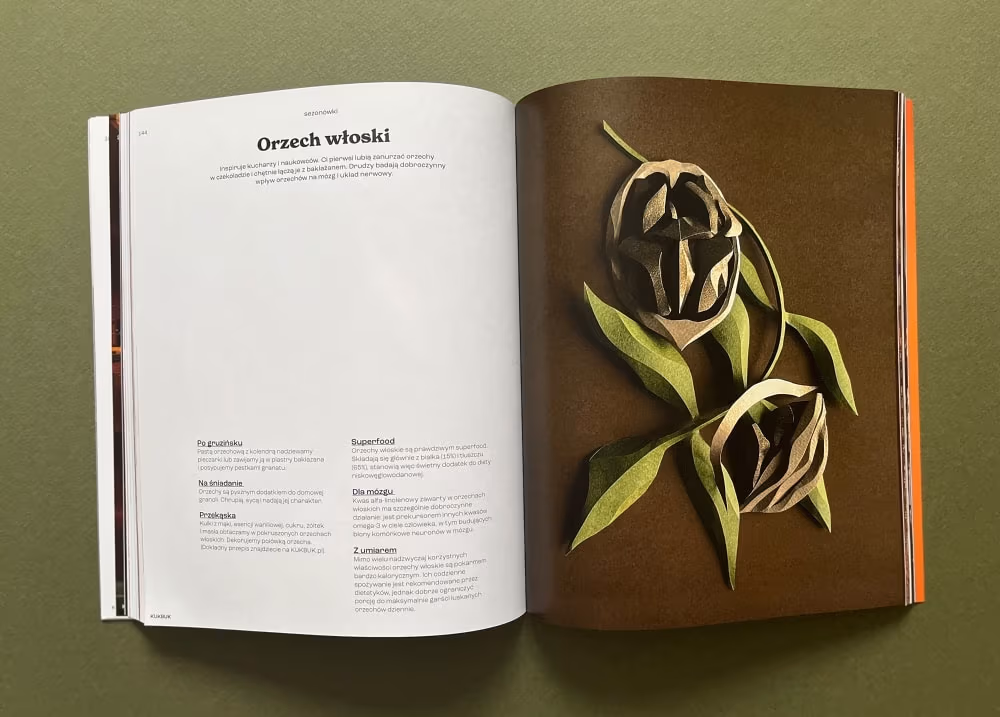Wycinane grafiki Marleny Stawarz dla magazynu KUKBUK