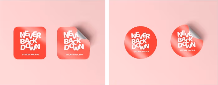 Curl Edged Sticker Mockups