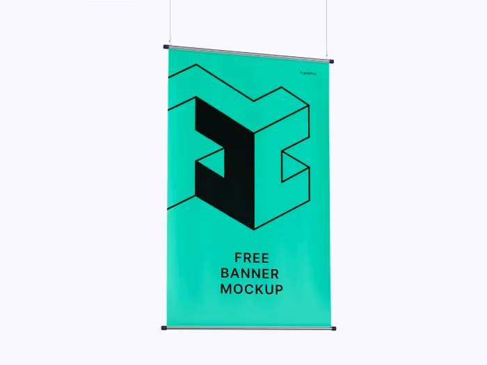 Free Modern Hanging Banner PSD Mockup