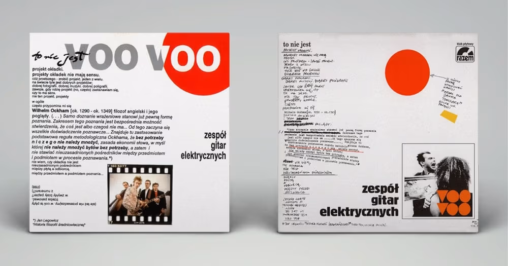 06.	Dwie wersje okładki albumu „Zespół gitar elektrycznych”, projekt: Mirosław Makowski