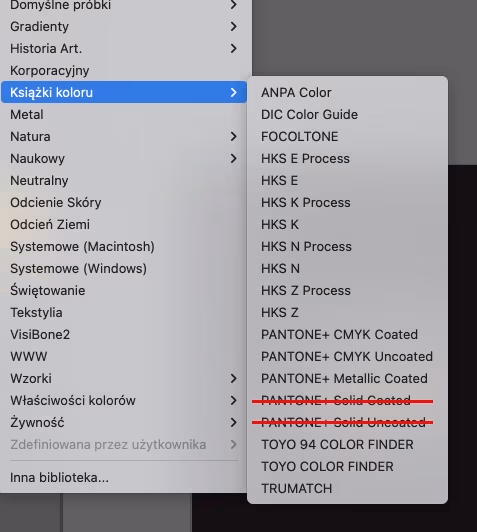 Jakie biblioteki kolorów Pantone usuwa z programów Adobe