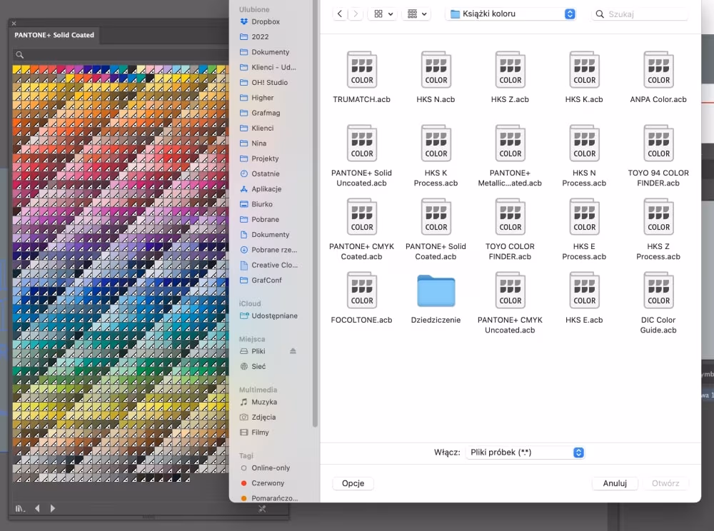 Backup próbek PANTONE w Adobe Illustrator