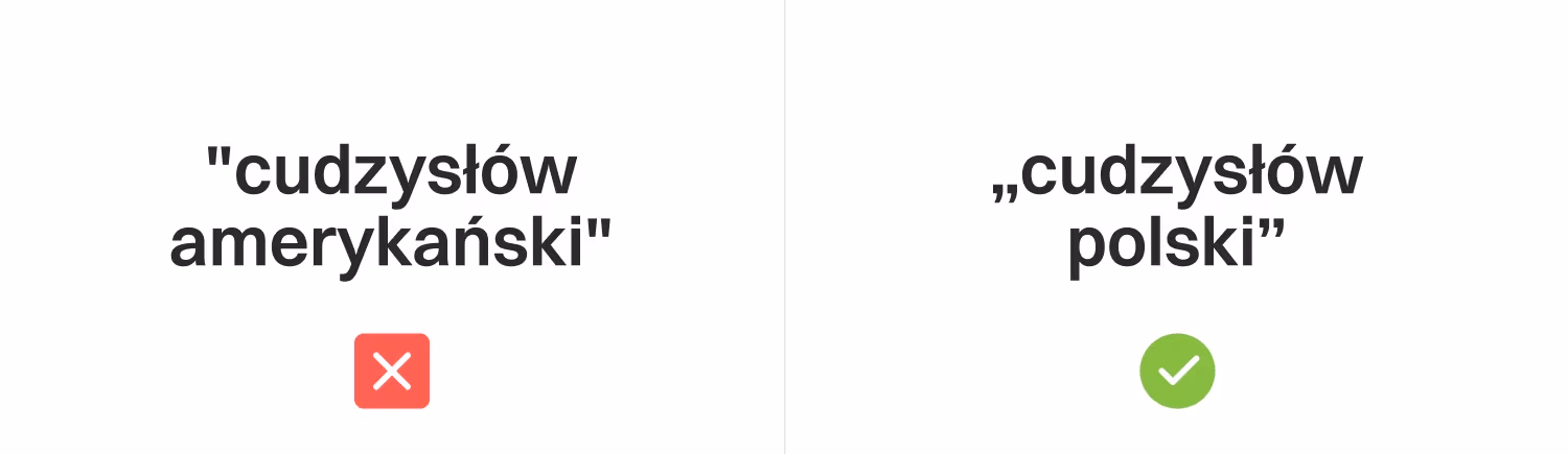 Polski cudzysłów i amerykański cudzysłów - przykład