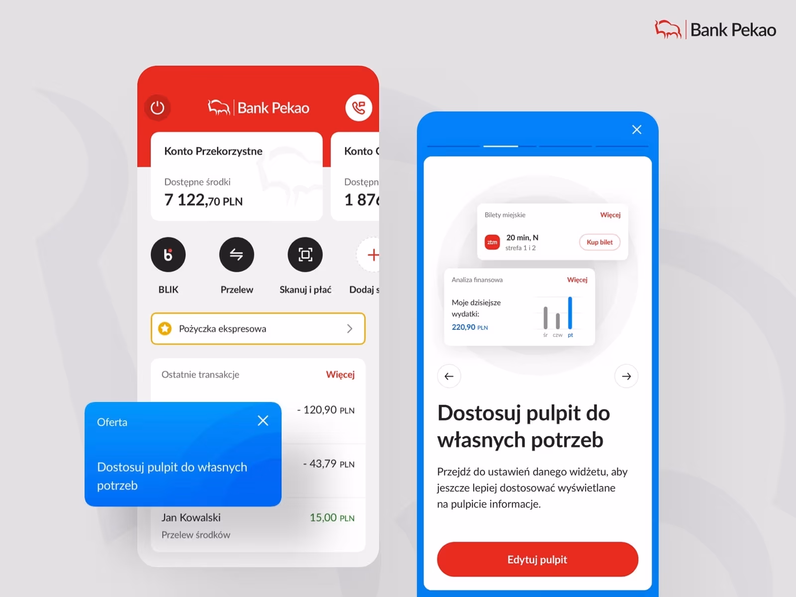 Aplikacja Banku Pekao - screeny