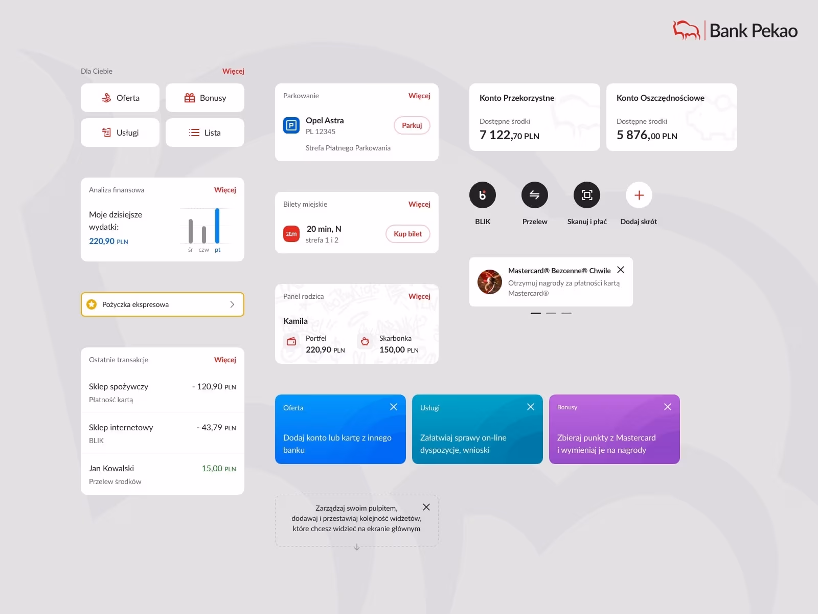 Aplikacja Banku Pekao - screeny - design system