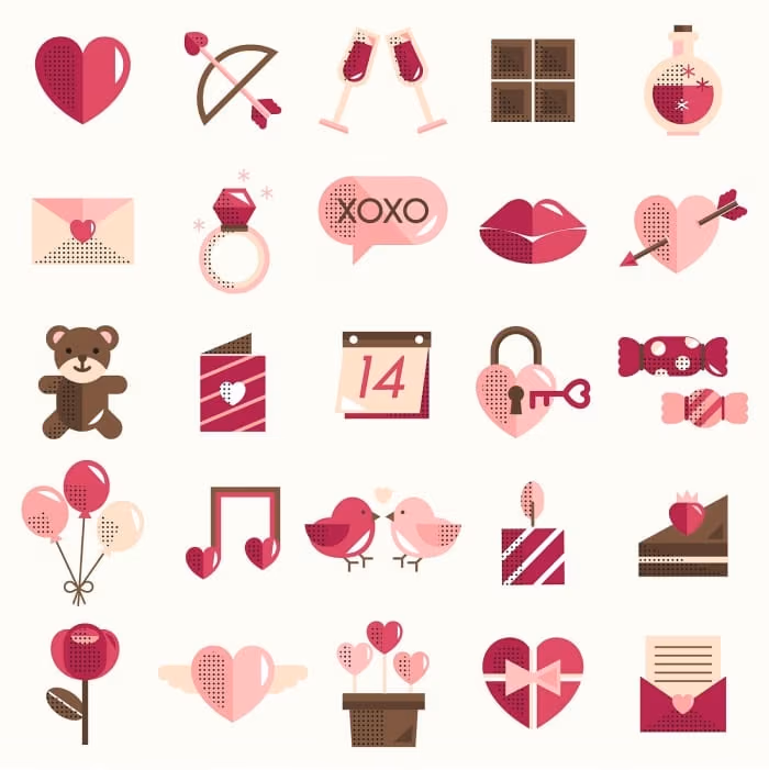 Valentines Icons Set Vector