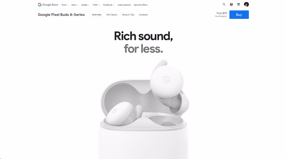 Strona słuchawek Google