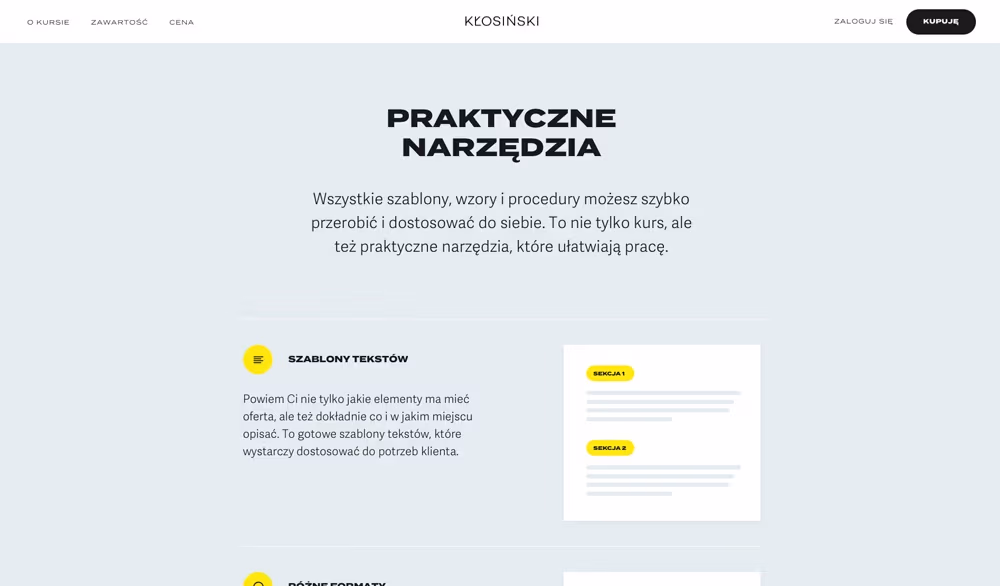 Strona kursu Jacka Kłosińskiego