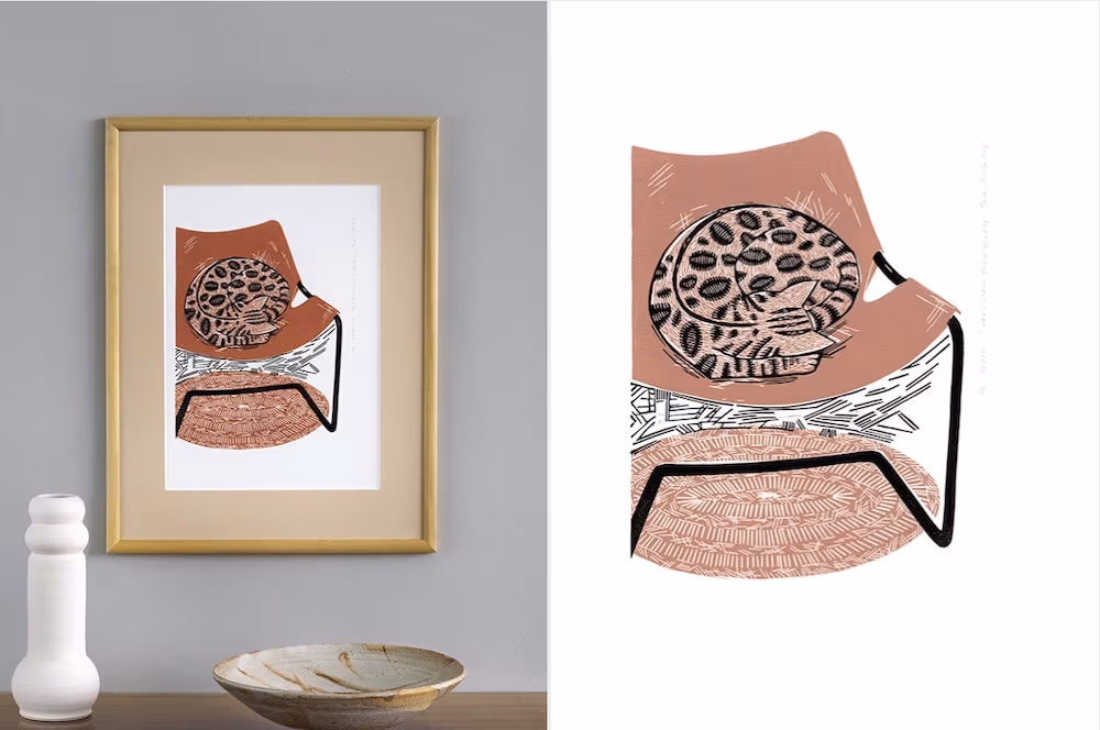 linocut prints: Cats, Zuza Miśko