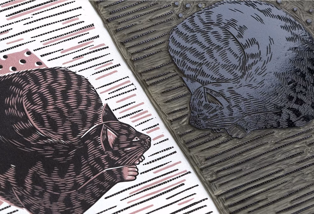 linocut prints: Cats, Zuza Miśko