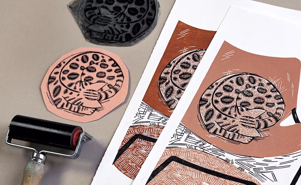 linocut prints: Cats, Zuza Miśko