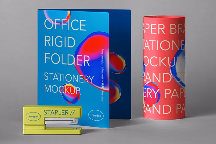 Stationery Psd Folder Mockup Scene