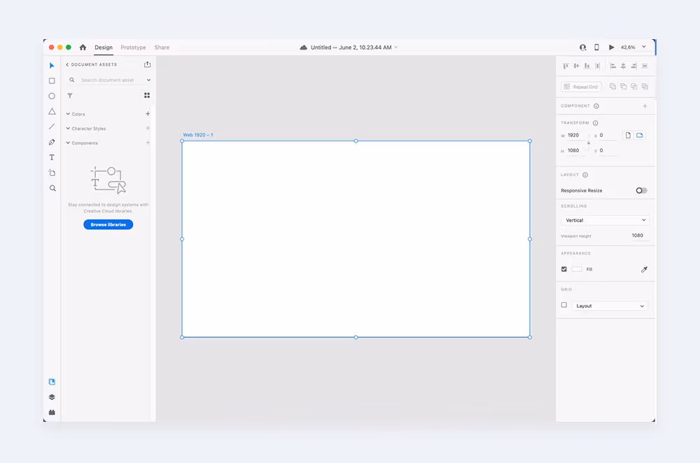 Interfejs Adobe XD