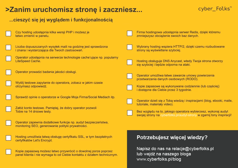 Checklista wyboru hostingu
