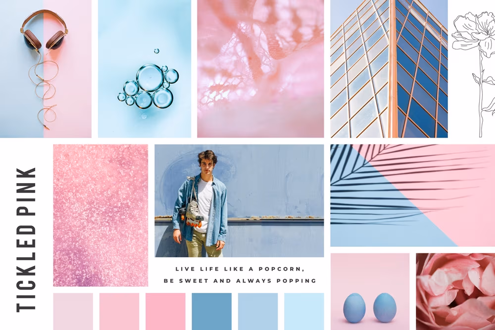 Moodboard o uporządkowanym układzie