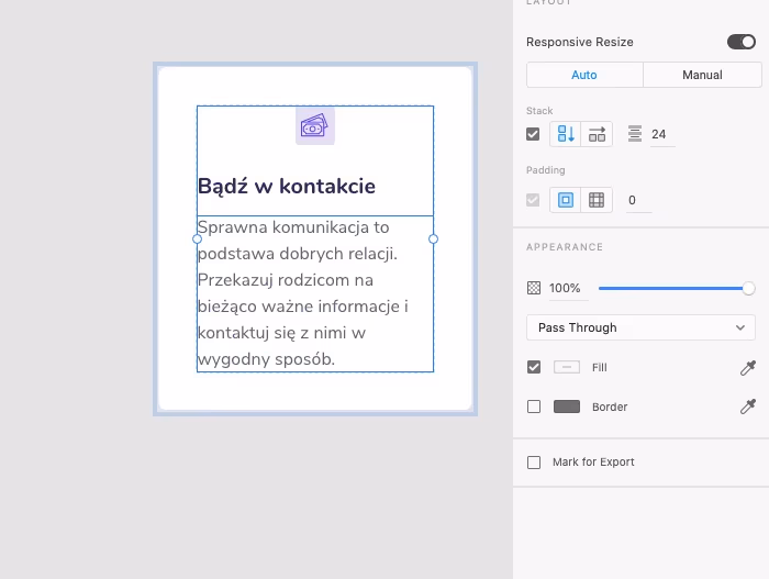 Zmiana kierunku stack w Adobe XD