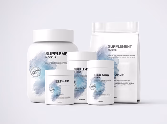 Protein Pack and Jar Mockup