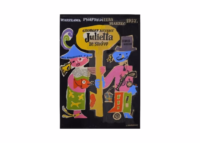 Jan Młodożeniec, Plakat do spektaklu teatralnego Julietta ze snów, 1957