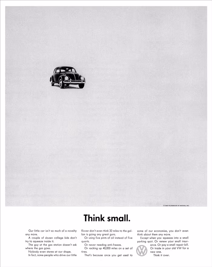 VW Garbus w kampanii „Think small”
