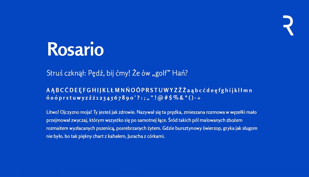 Darmowy font z polskimi znakami Rosario