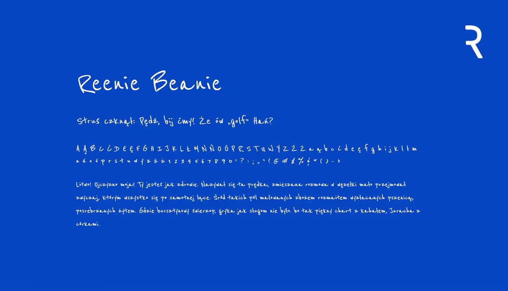Darmowy font z polskimi znakami Reenie Benie