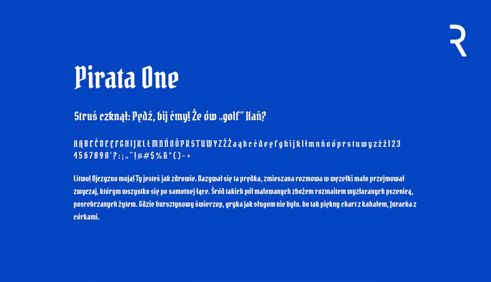 Darmowy font z polskimi znakami Pirata One