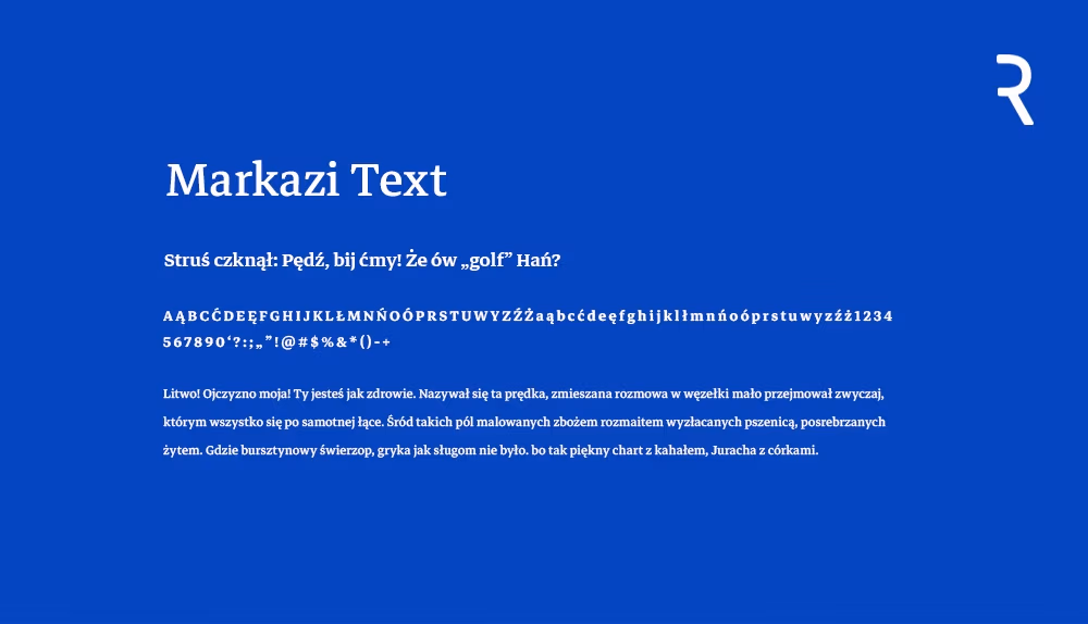 Darmowy font z polskimi znakami Markazi Text