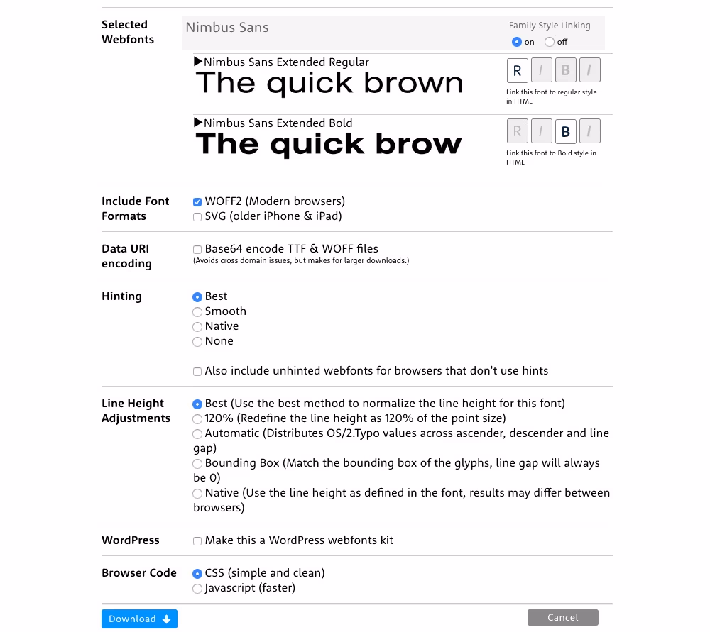 Generowanie webfontu na MyFonts