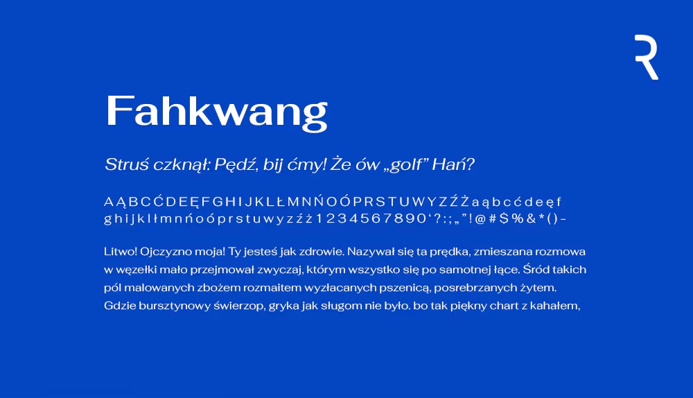Darmowa czcionka - Fahkwang