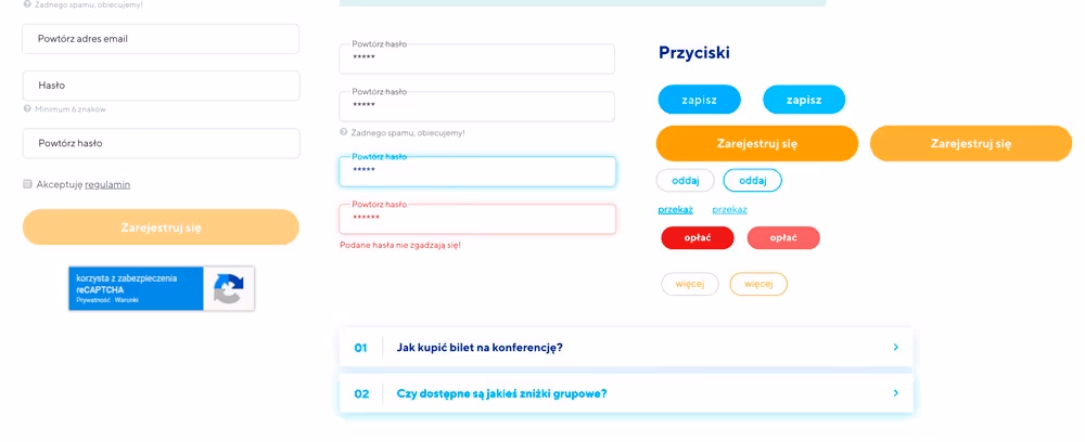 Hovery i akcje na przyciskach
