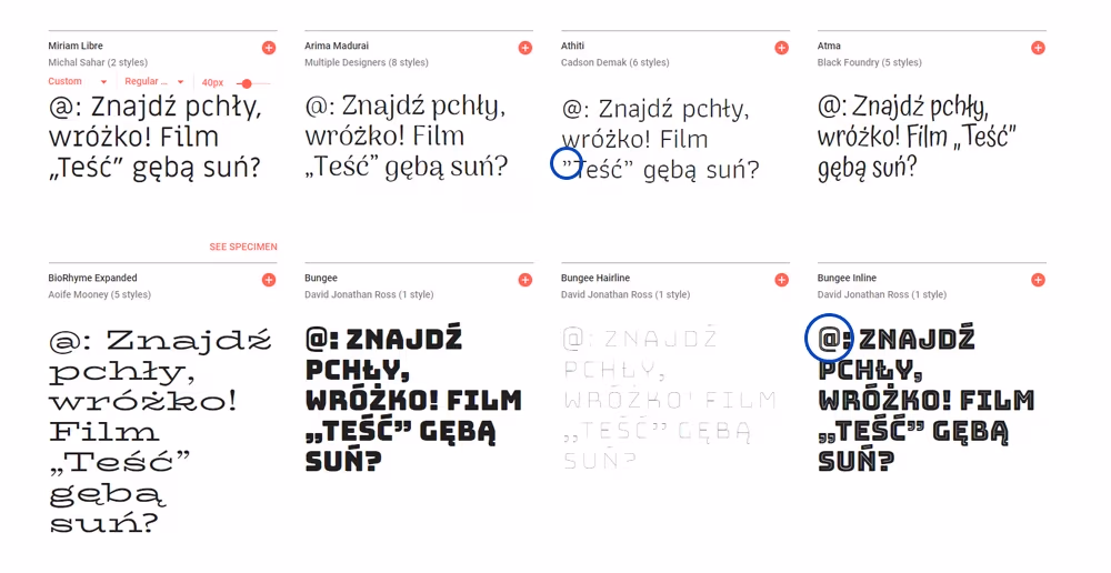 Sprawdzanie znaków w foncie