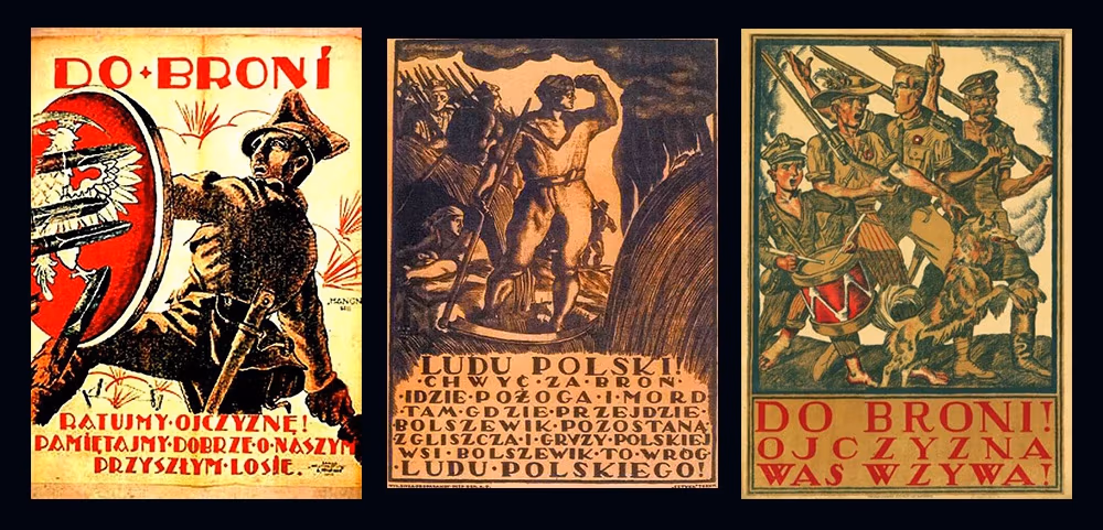 Autor nieznany Plakat rekrutacyjny do wojska podczas wojny polsko-bolszewickiej - 1920, Autor nieznany Plakat z okresu wojny polsko-bolszewickiej - 1920, Autor nieznany Bitwa warszawska - 1920