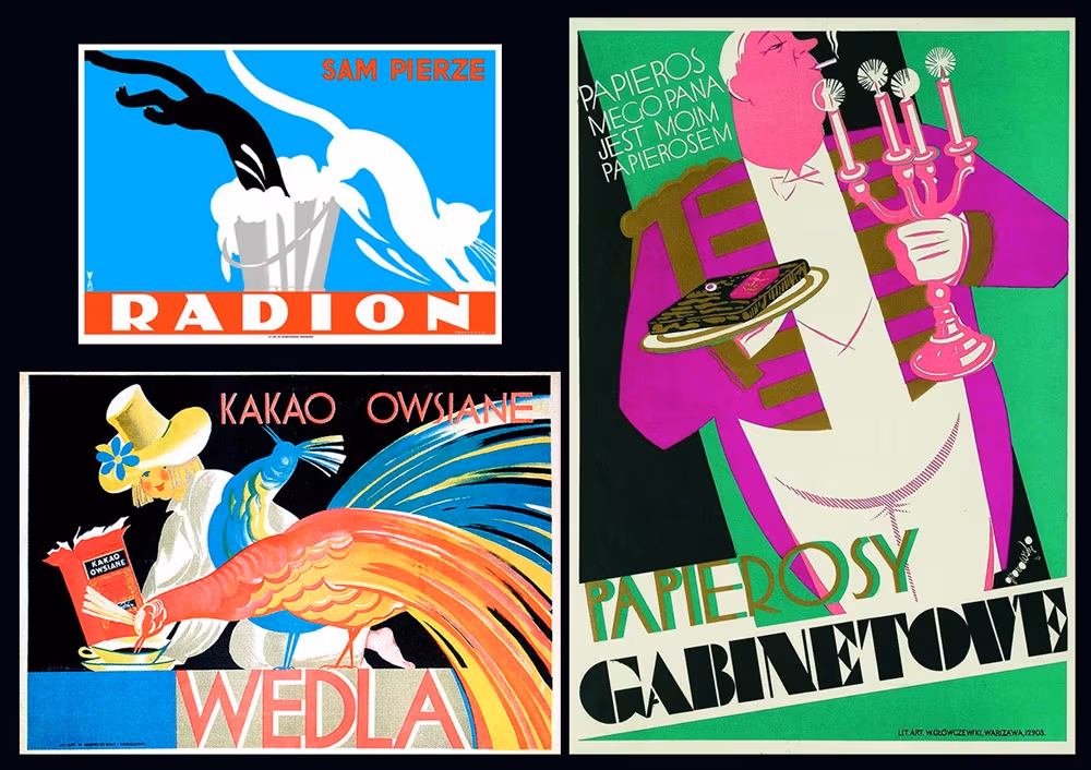 Tadeusz Gronowski: Radion sam pierze - 1926, Papierosy Gabinetowe - 1931, Kakao owsiane Wedla - 1927