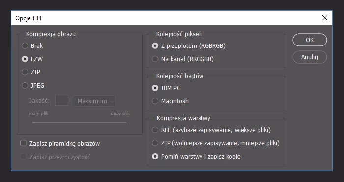 Zapisywanie pliku z projektem billboardu do formatu TIFF