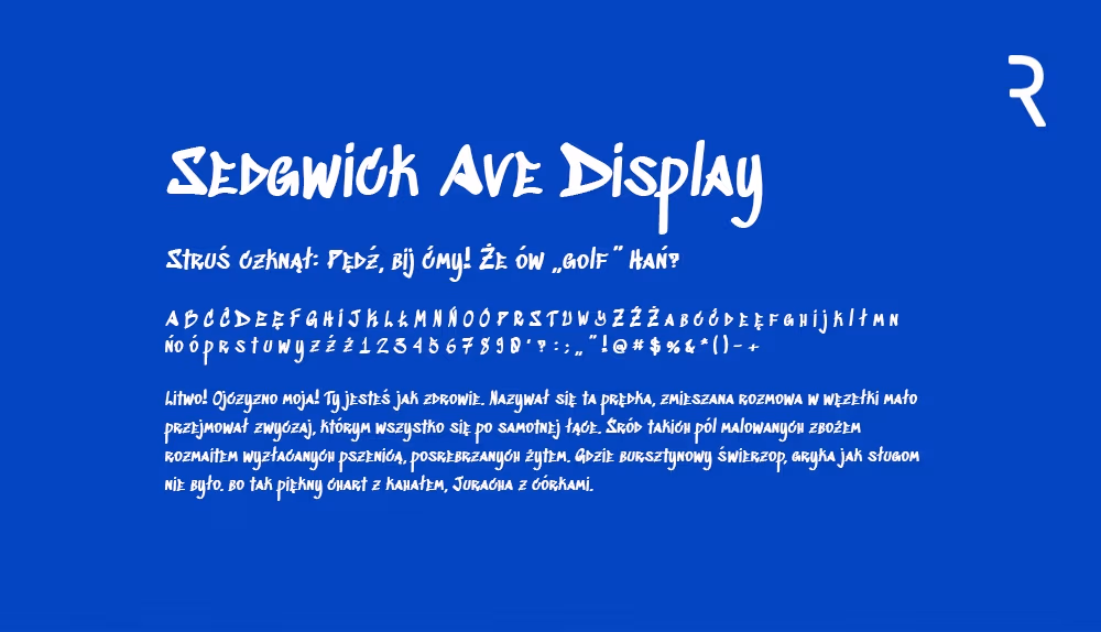 Darmowy font Sedgwick Ave Display
