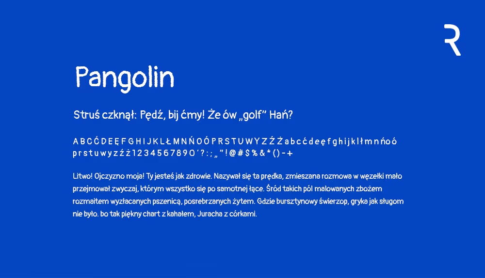 Darmowy font Pangolin