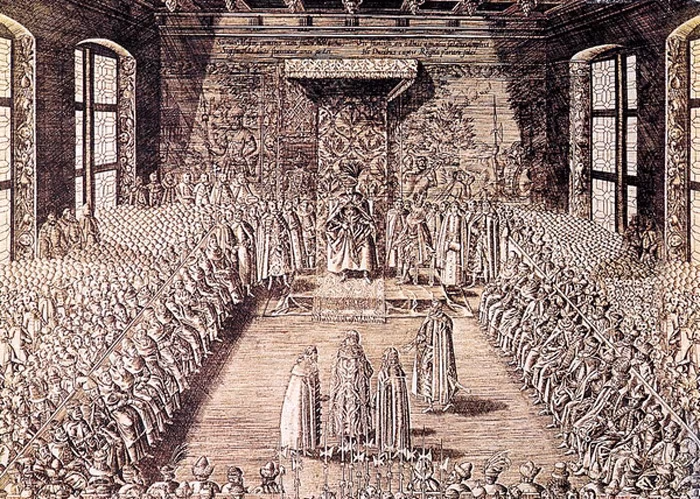 Książęta Szujscy przed królem Zygmuntem III na Sejmie warszawskim w 1611 roku (miedzioryt, XVII wiek)