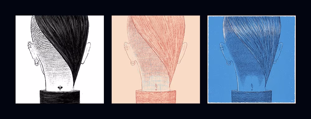 Trzy wersje ilustracji Bartosza Kosowskiego