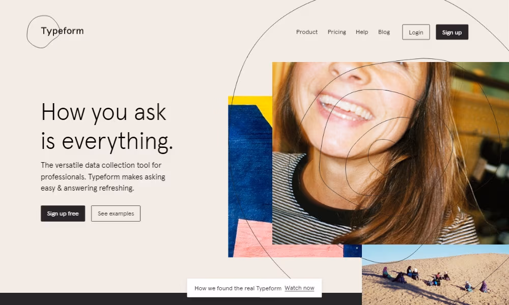 Inspirujące strony internetowe - Typeform