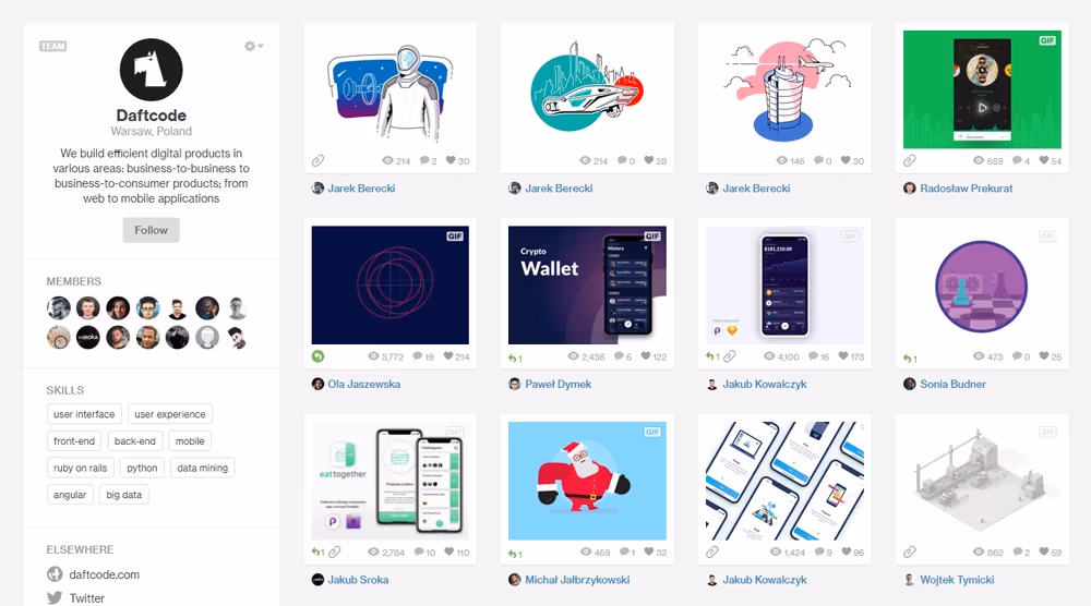 Profil Draftcode na Dribbble