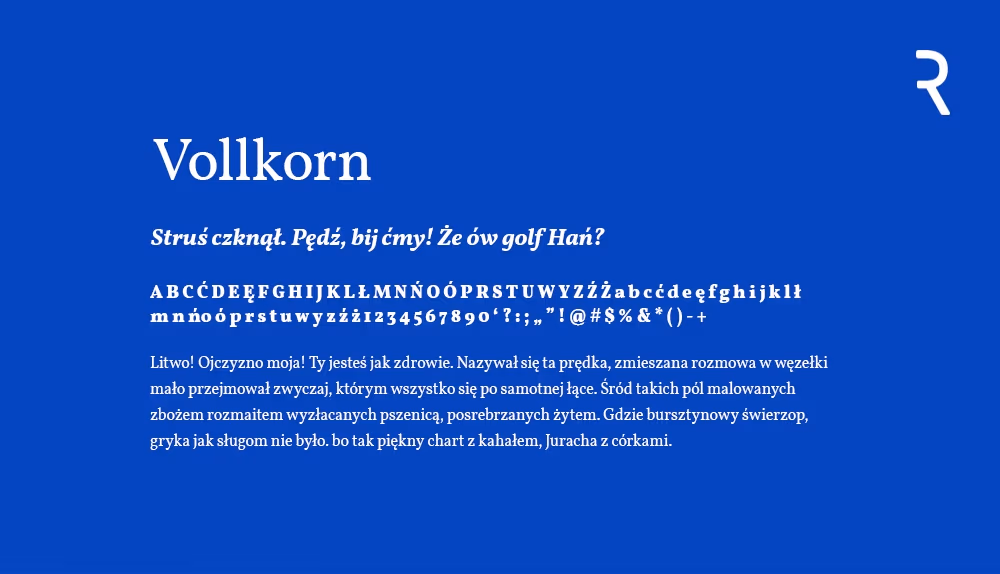 Vollkorn darmowy font