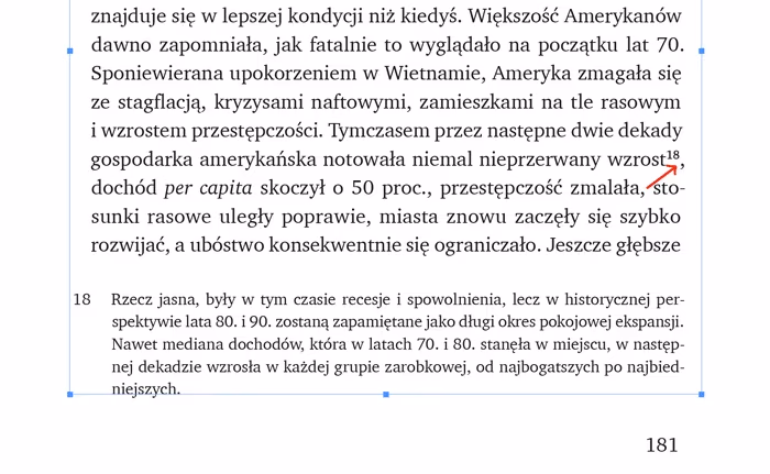 Odniesienie do przypisu umieszczone przed przecinkiem