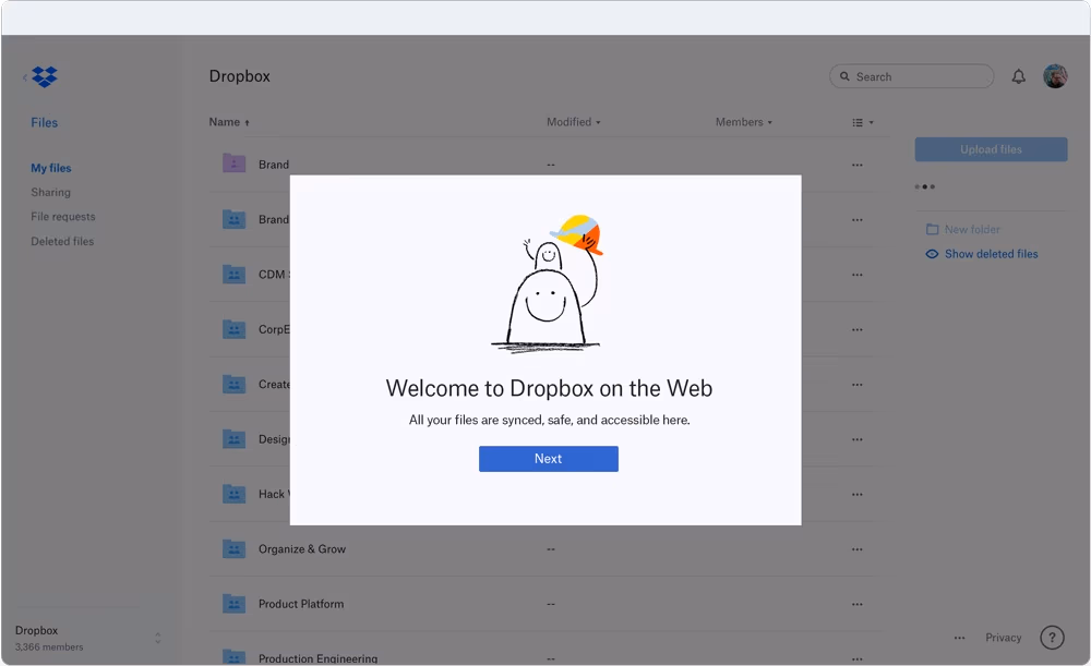 Komunikaty o błędach - Rebranding Dropbox z 2017 roku