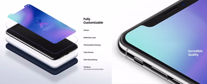 Izometryczne mockupy iPhone X - freebies, darmowe materiały