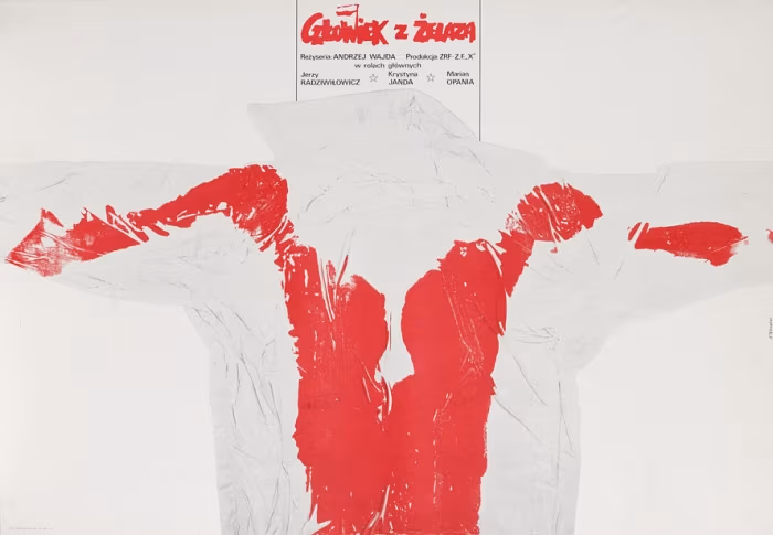 Plakat filmu "Człowiek z żelaza" Andrzeja Wajdy