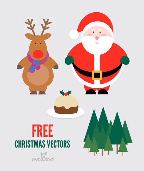 free-christmas-vectors-santa-reindeer-and-christmas-pudding