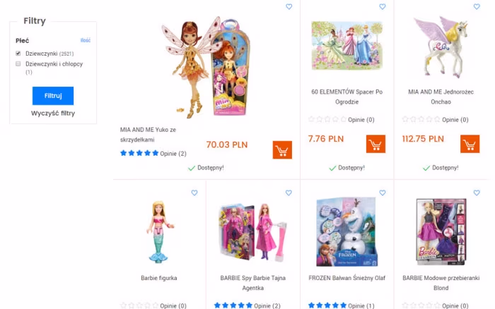 Wyniki wyszukiwania produktów dla dziewczynek w sklepie internetowym Urwis