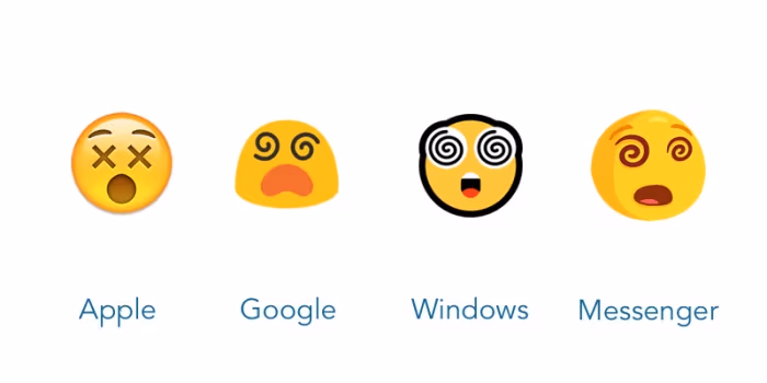 Ta sama emocja przedstawiona przez różnych twórców, źródło: blog.emojipedia.org